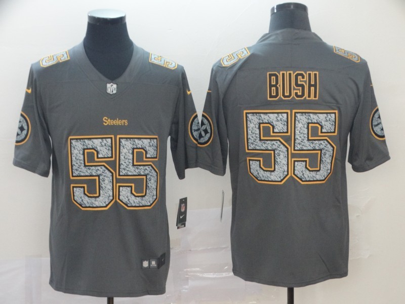 Men's Pittsburgh Steelers Devon Bush Jr. #55 Gray Jersey